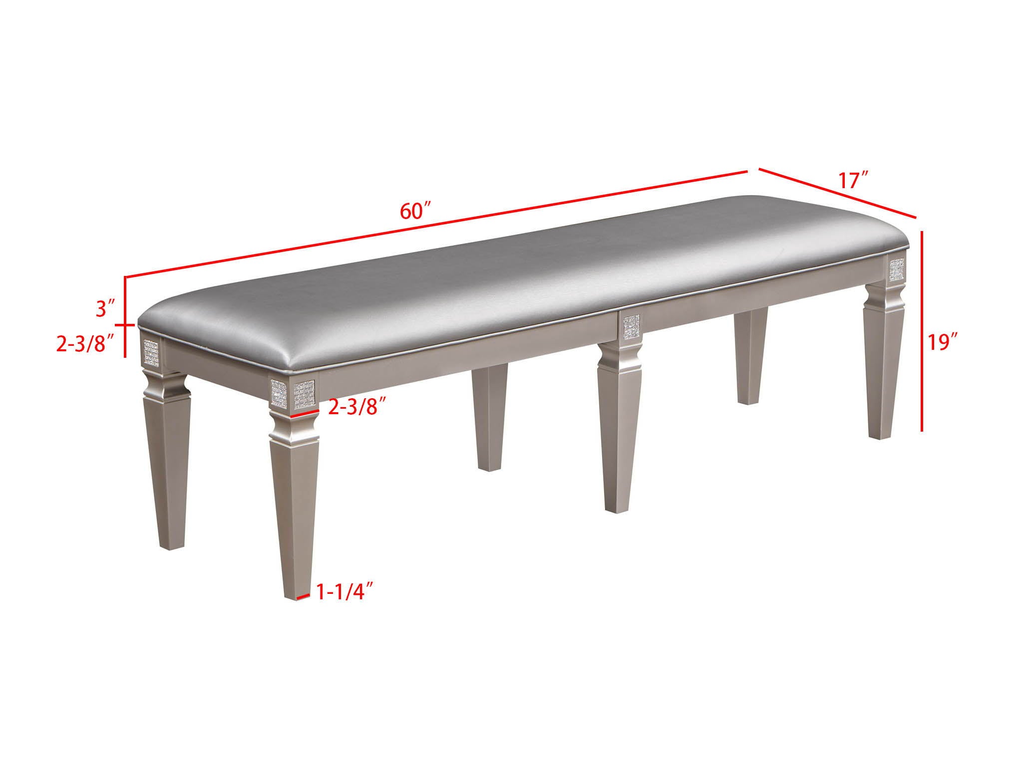 Klina - Bench - Silver - Urban Living Furniture (Los Angeles, CA)