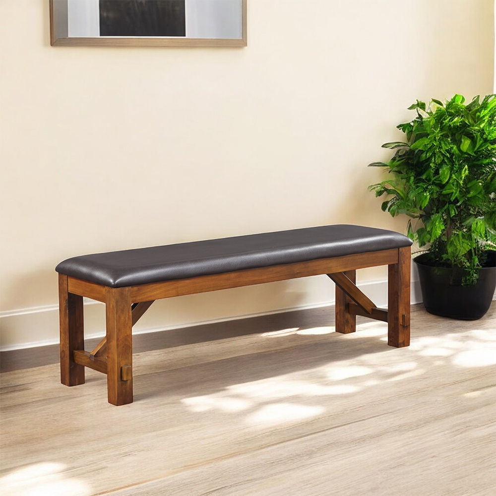 Apollo - Bench - Espresso Synthetic Leather & Walnut - Urban Living Furniture (Los Angeles, CA)