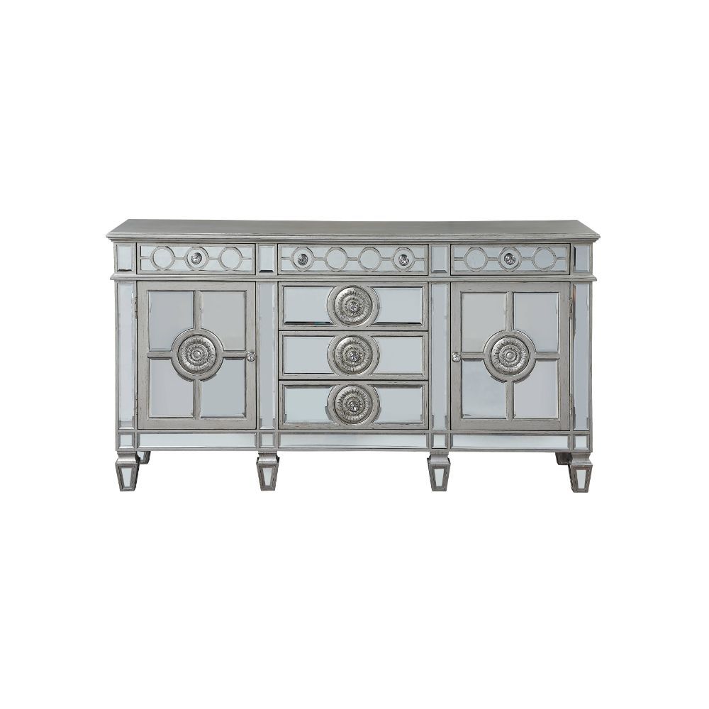 Varian - 36" Server - Mirrored & Antique Platinum - Urban Living Furniture (Los Angeles, CA)