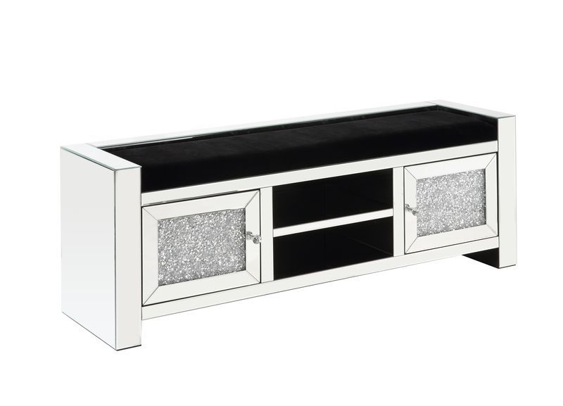 Noralie - Bench - Mirrored & Faux Diamonds - Wood - 22" - Urban Living Furniture (Los Angeles, CA)