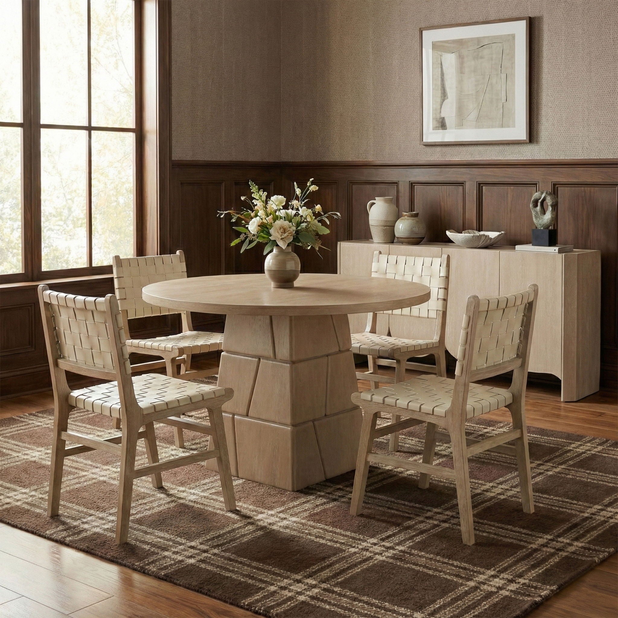 Entwine - Vegan Leather Upholstered Dining Chair - Painted Natural - Urban Living Furniture (Los Angeles, CA)