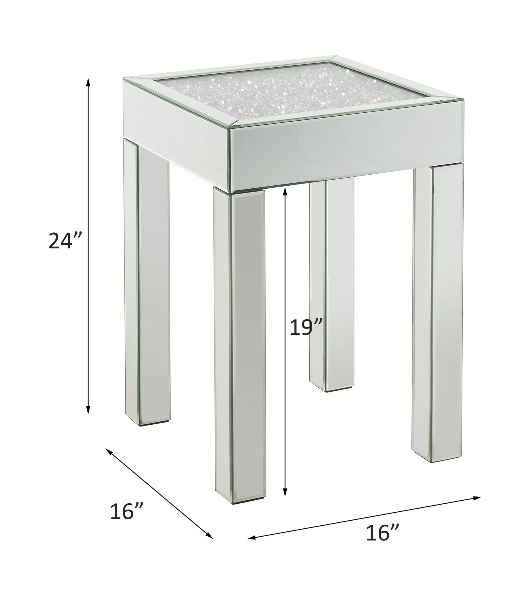 Noralie - 16" Square End Table With Glass Top - Mirrored & Faux Diamonds - Urban Living Furniture (Los Angeles, CA)