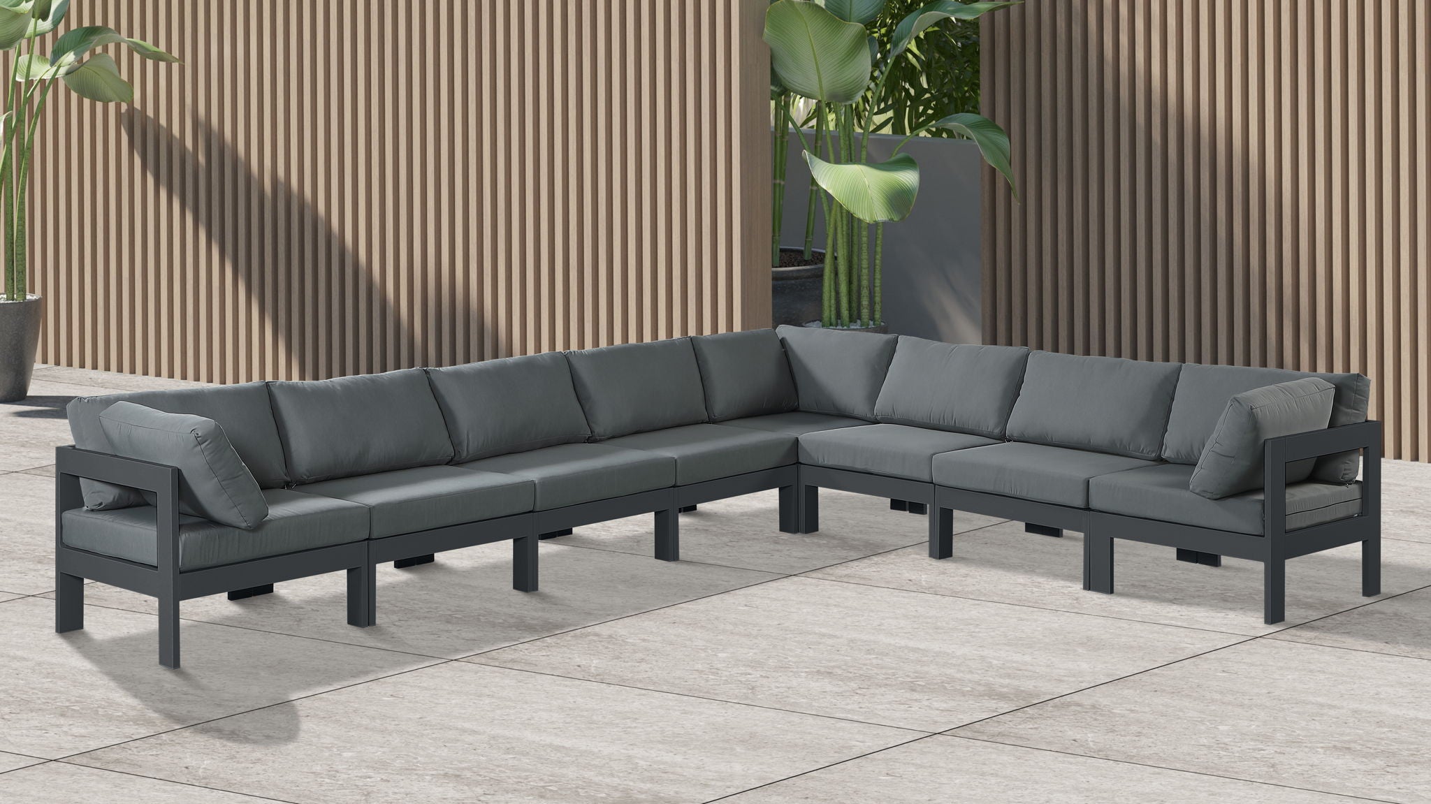 Nizuc - Outdoor Patio 8 Piece Modular Sectional With Gray Frame - Urban Living Furniture (Los Angeles, CA)