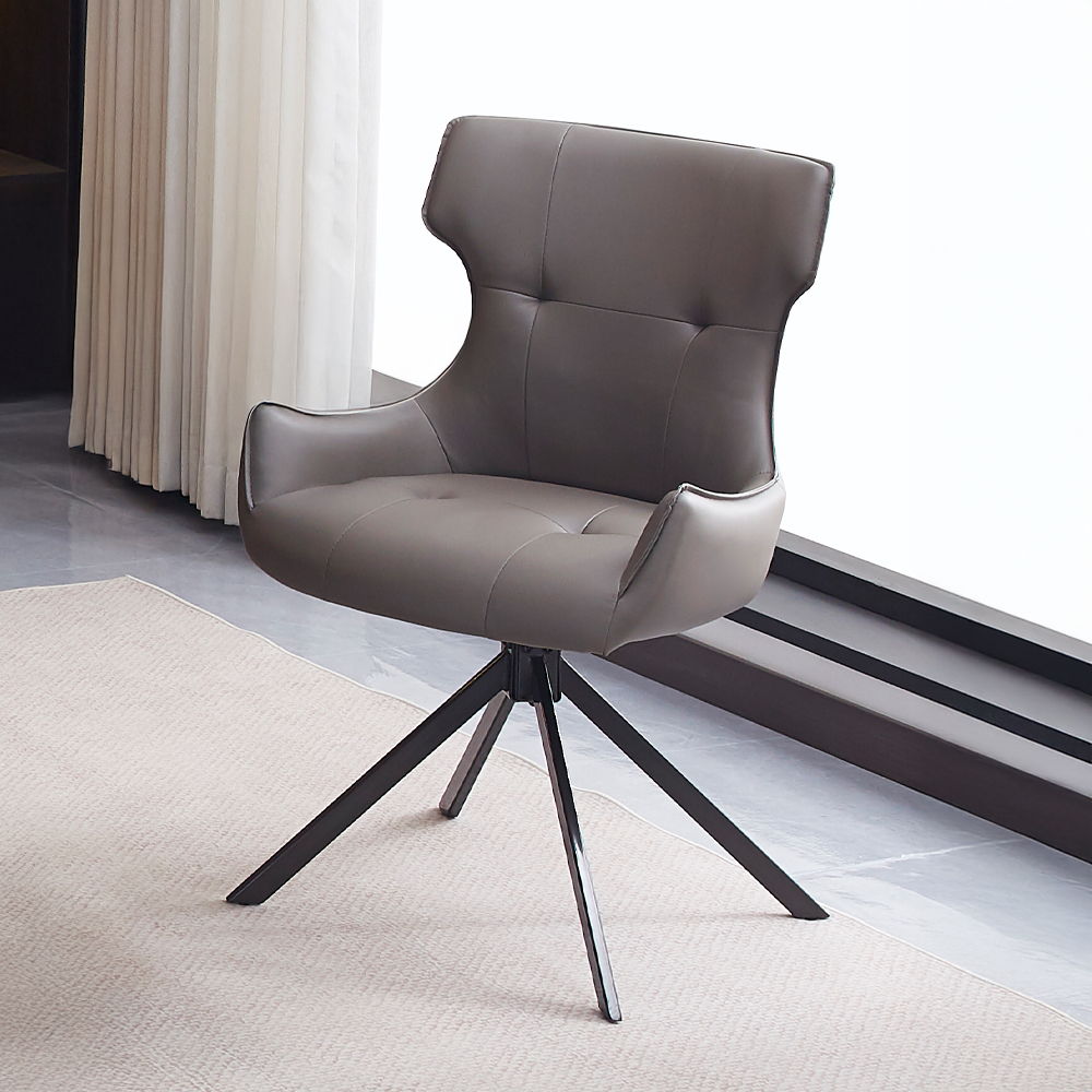 Damita - Camel Synthetic Leather Side Chair With Swivel (Set of 2) - Gray & Black Finsh - Urban Living Furniture (Los Angeles, CA)