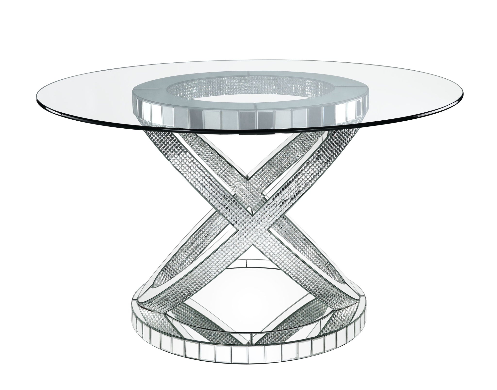 Ornat - Dining Table - Clear Glass, Mirrored & Faux Diamonds - 31" - Urban Living Furniture (Los Angeles, CA)