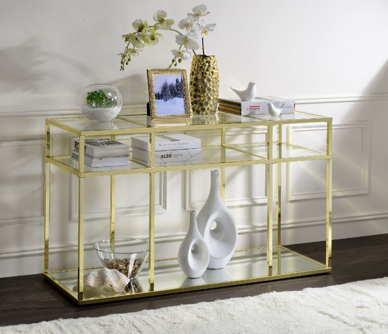 Uchenna - Sofa Table - Clear Glass & Gold - Urban Living Furniture (Los Angeles, CA)