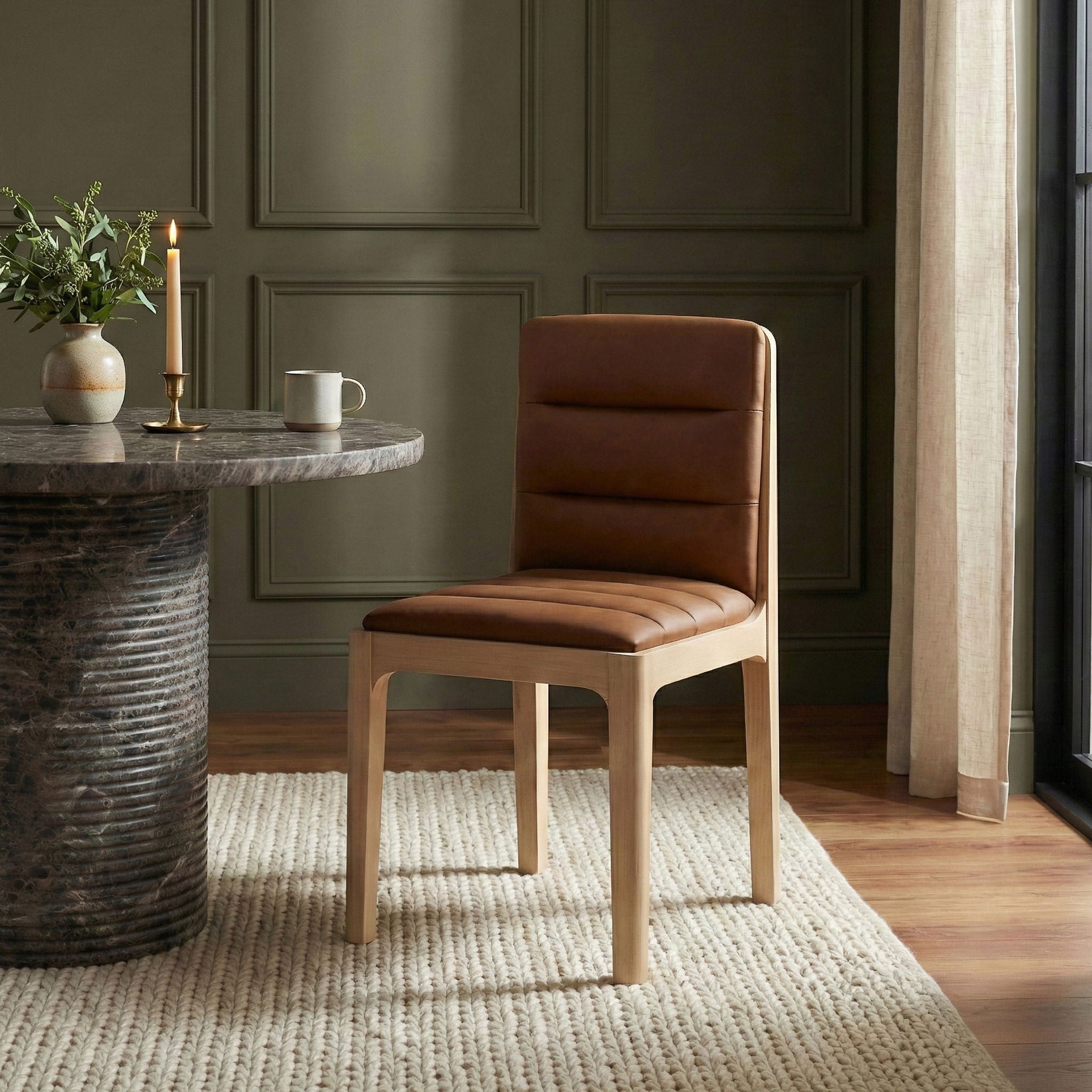 Ellis - Vegan Leather Upholstered Dining Chair (Set of 2) - Natural Base - Urban Living Furniture (Los Angeles, CA)