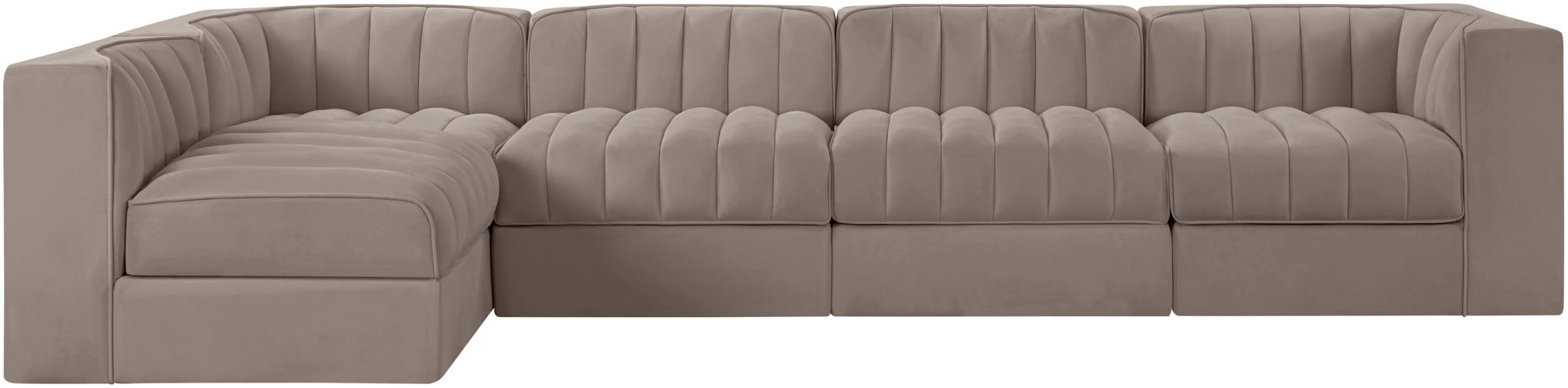 Rummi - Velvet Performance Fabric Upholstered 5 Piece Modular Sectional, L-Shaped (Right) - Urban Living Furniture (Los Angeles, CA)