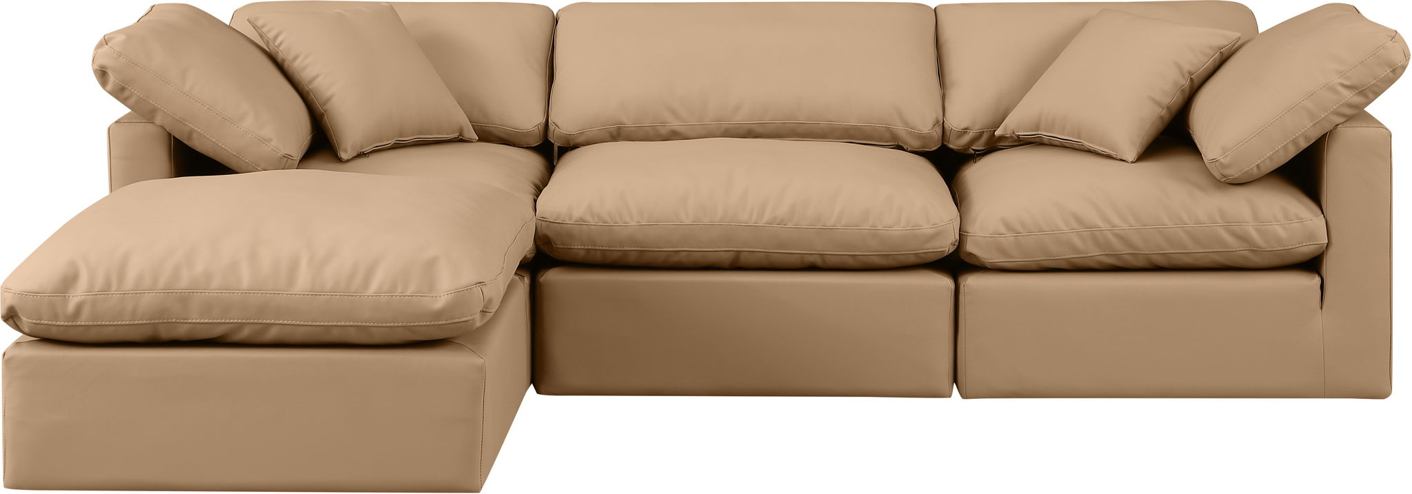 Indulge - Faux Leather 4 Piece Modular Sectional With Chaise - Tan - Urban Living Furniture (Los Angeles, CA)