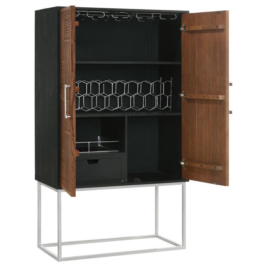 Borman - 2 Door Home Bar Cabinet Wine Storage - Walnut And Black - Urban Living Furniture (Los Angeles, CA)