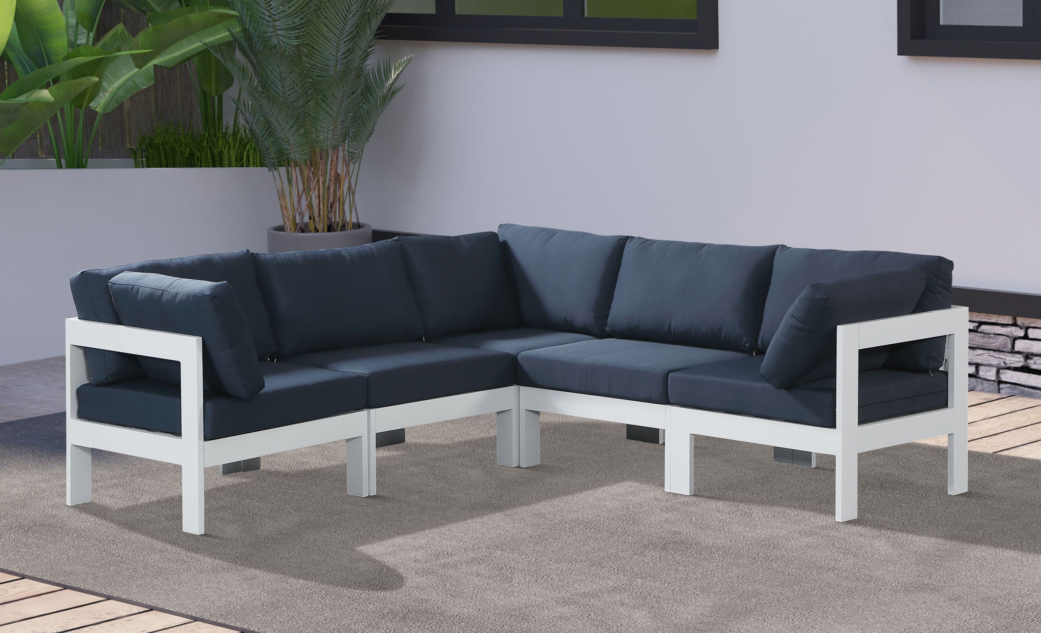 Nizuc - Outdoor Patio 5 Piece Modular Sectional With White Frame - Urban Living Furniture (Los Angeles, CA)