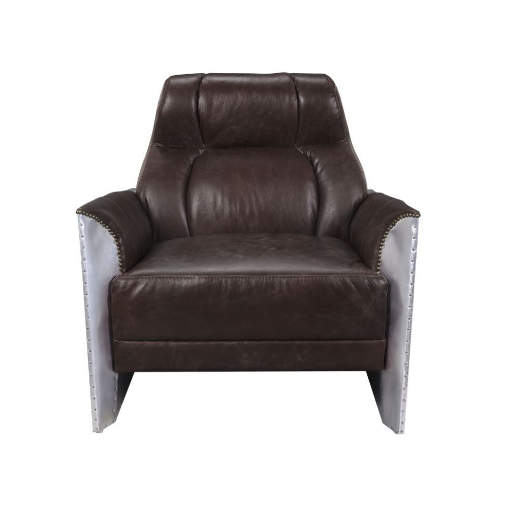 Brancaster - Accent Chair - Espresso Top Grain Leather & Aluminum - Urban Living Furniture (Los Angeles, CA)