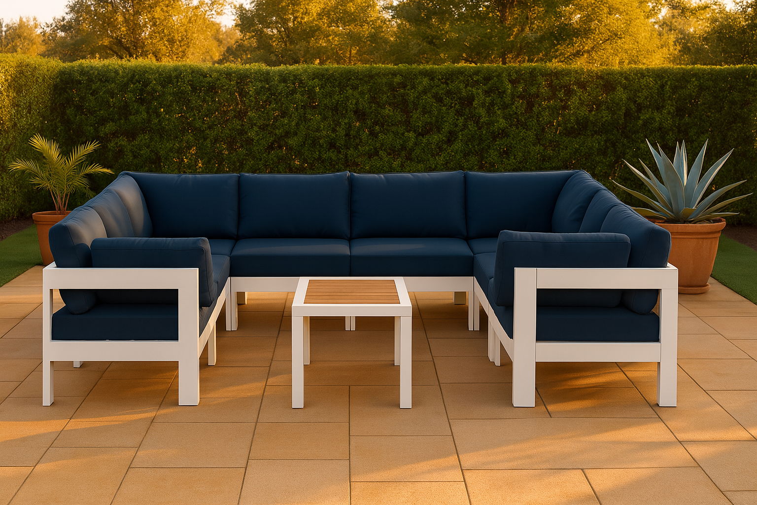 Nizuc - Outdoor Patio 8 Piece Modular Sectional With White Frame - Urban Living Furniture (Los Angeles, CA)