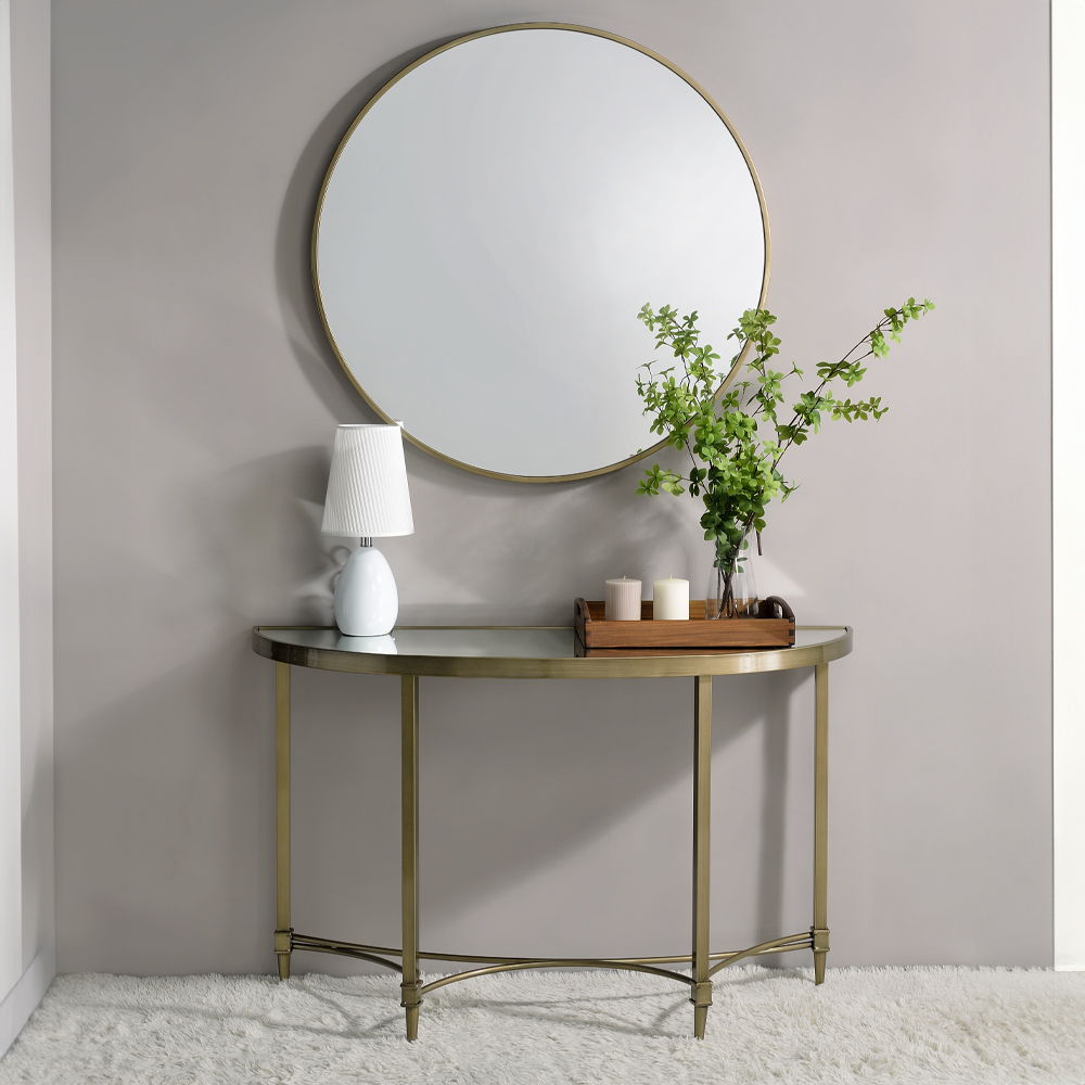 Aditya - Console Table With Mirror - Mirrored & Antique Brass - Urban Living Furniture (Los Angeles, CA)