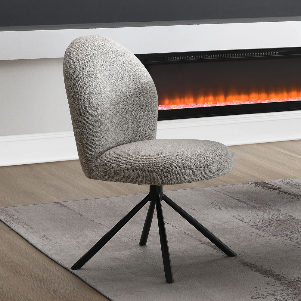 Lawton - Side Chair With Swivel (Set of 2) - Gray Boucle & Black - Urban Living Furniture (Los Angeles, CA)
