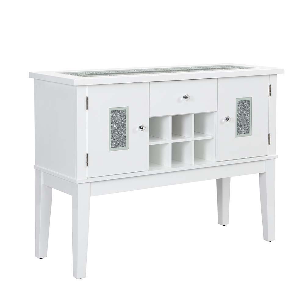 Elizaveta - Server - Gray Velvet, Faux Crystal Diamonds &White High Gloss Finish - Urban Living Furniture (Los Angeles, CA)