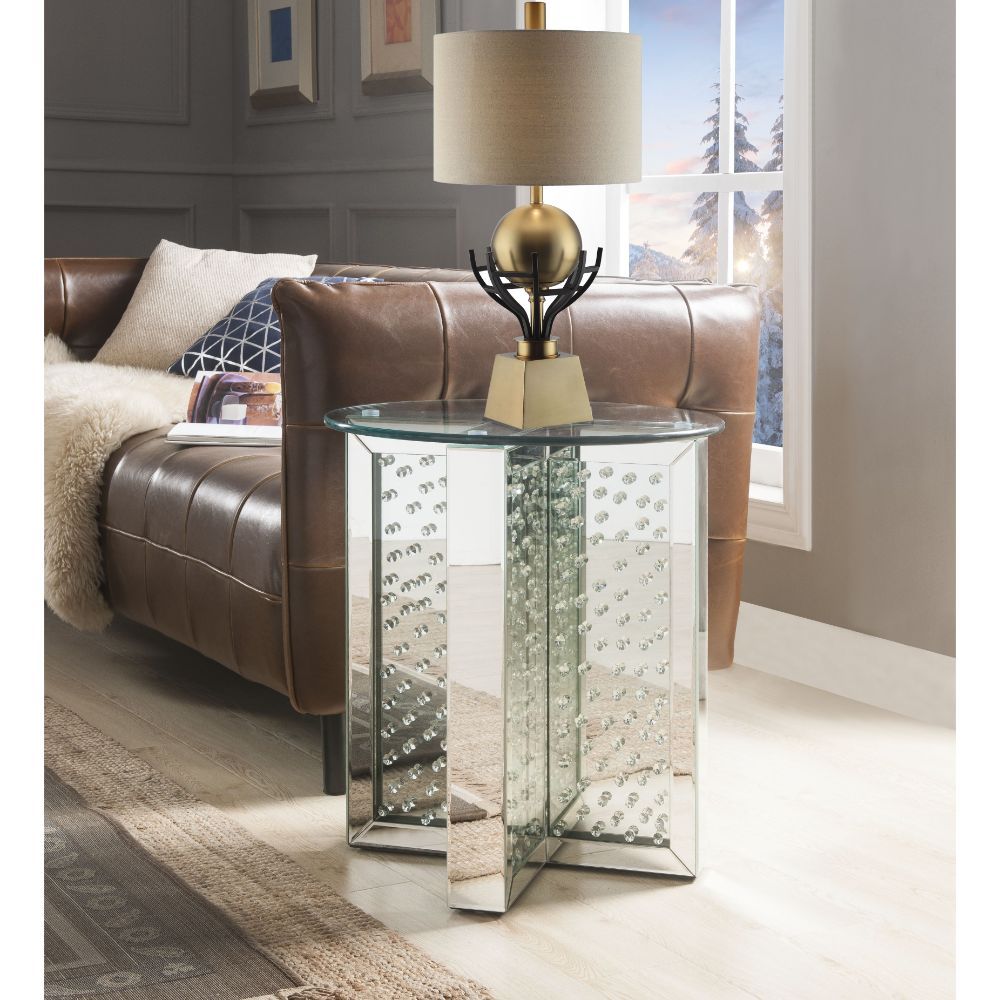 Nysa - 23" End Table - Mirrored & Faux Crystals - Urban Living Furniture (Los Angeles, CA)