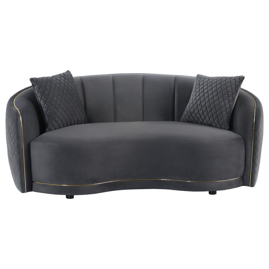 Brookside - Velvet Upholstered Curved Loveseat - Dark Gray - Urban Living Furniture (Los Angeles, CA)