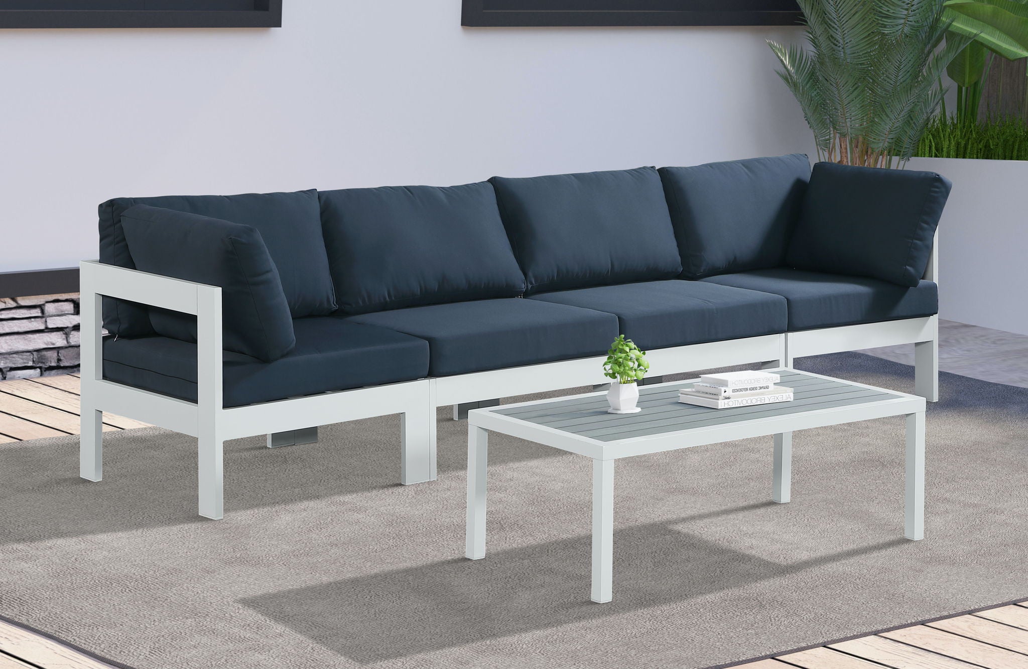 Nizuc - Outdoor Patio 4 Seat Modular Sofa With White Frame - Urban Living Furniture (Los Angeles, CA)