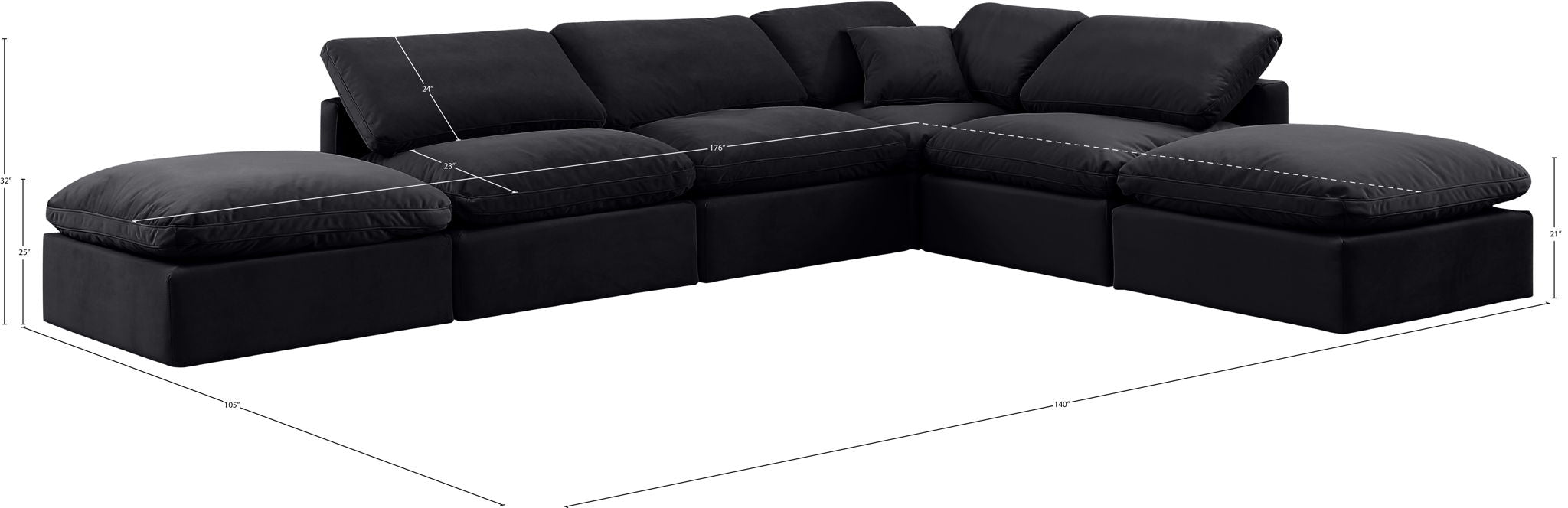 Indulge - Velvet 6 Piece Modular Armless Sectional - Urban Living Furniture (Los Angeles, CA)