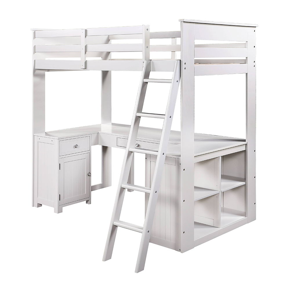 Ambar - Twin Loft Bed With Desk & Bookcase & Chest - Light Gray - Urban Living Furniture (Los Angeles, CA)
