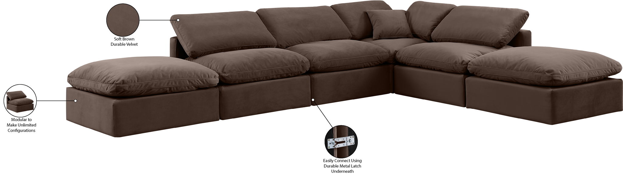 Indulge - Velvet 6 Piece Modular Armless Sectional - Urban Living Furniture (Los Angeles, CA)