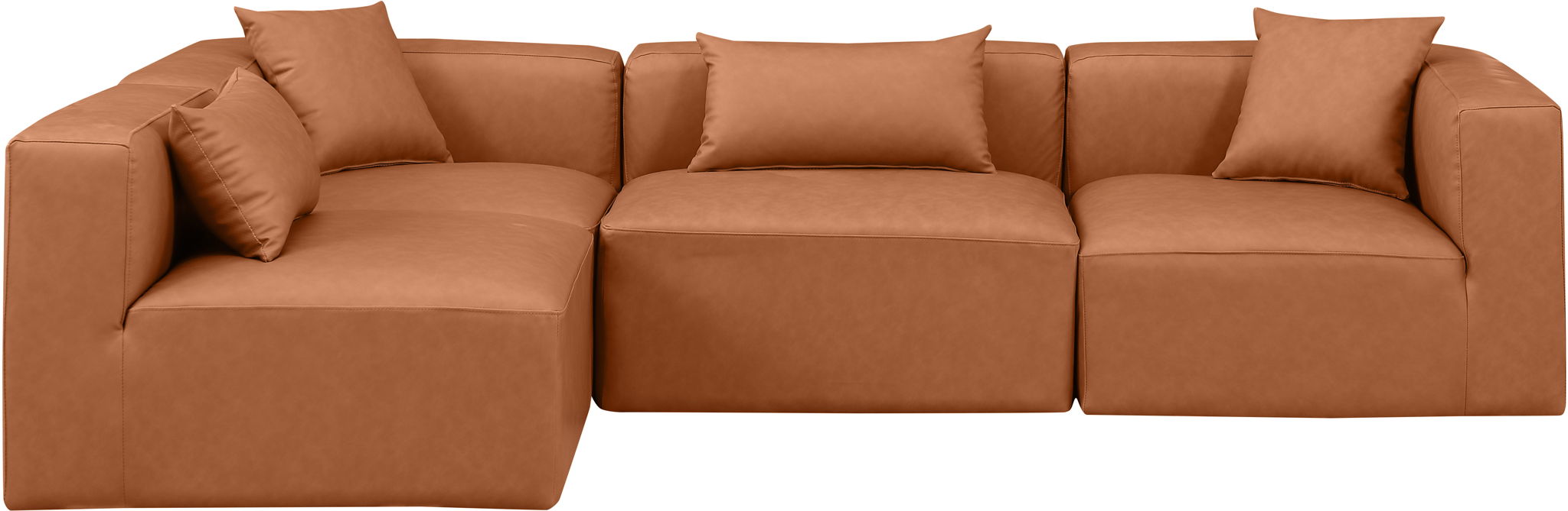 Cube - 4 Piece Modular Corner Sectional - Cognac - Urban Living Furniture (Los Angeles, CA)