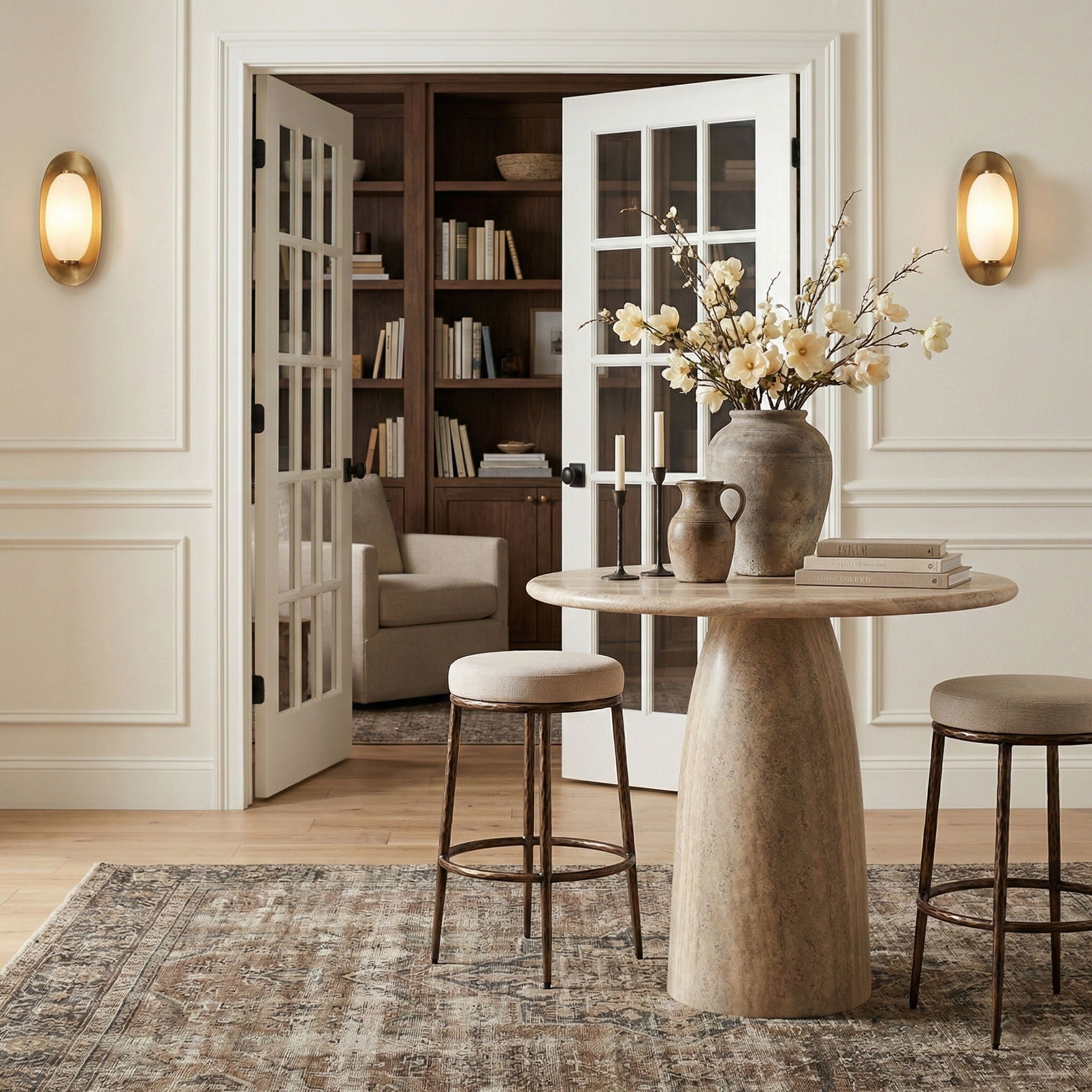 Ferro - Performance Fabric Upholstered Backless Bar Stool - Antique Bronze - Urban Living Furniture (Los Angeles, CA)