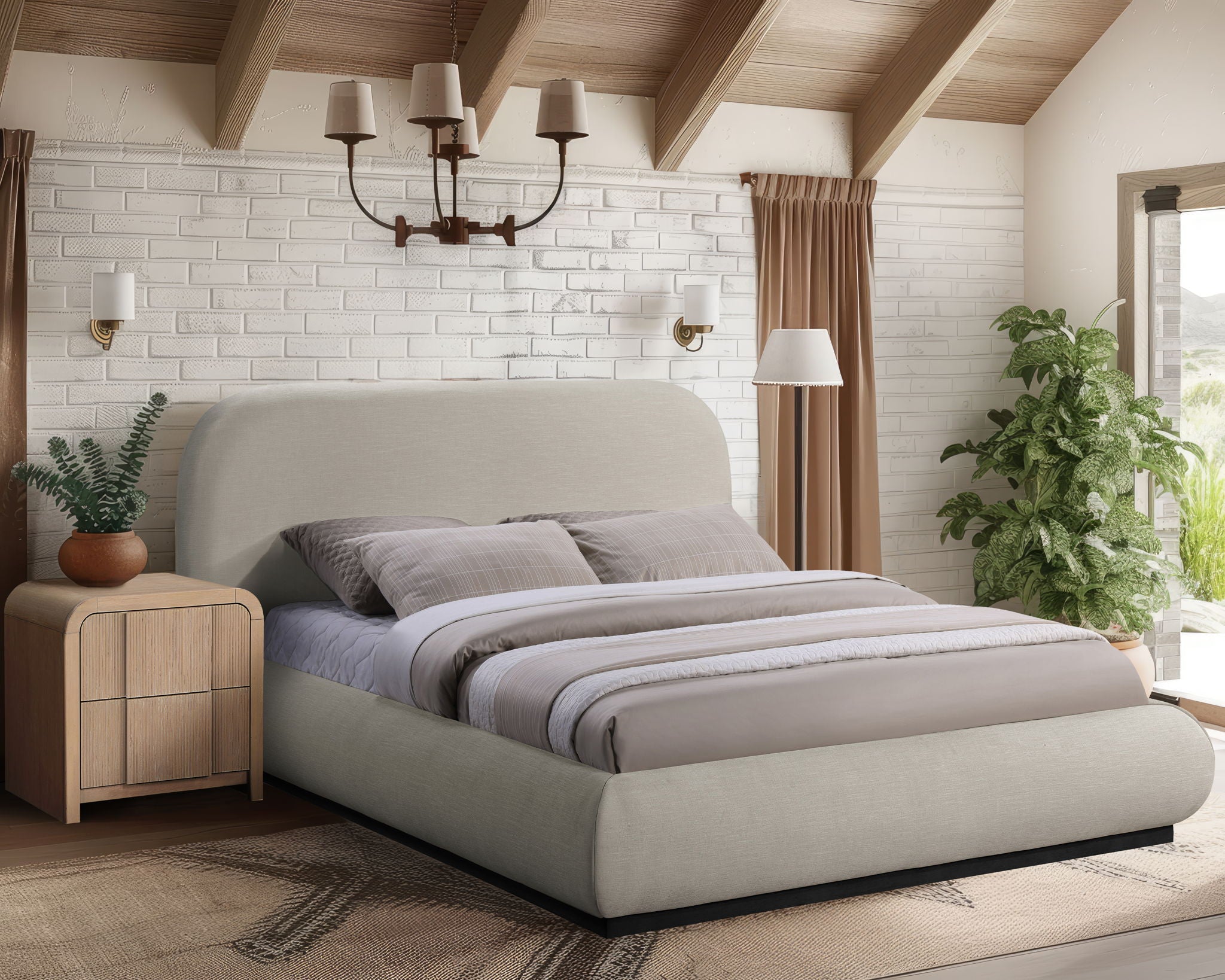 Vaughn - Chenille Bed With Black Base - Urban Living Furniture (Los Angeles, CA)