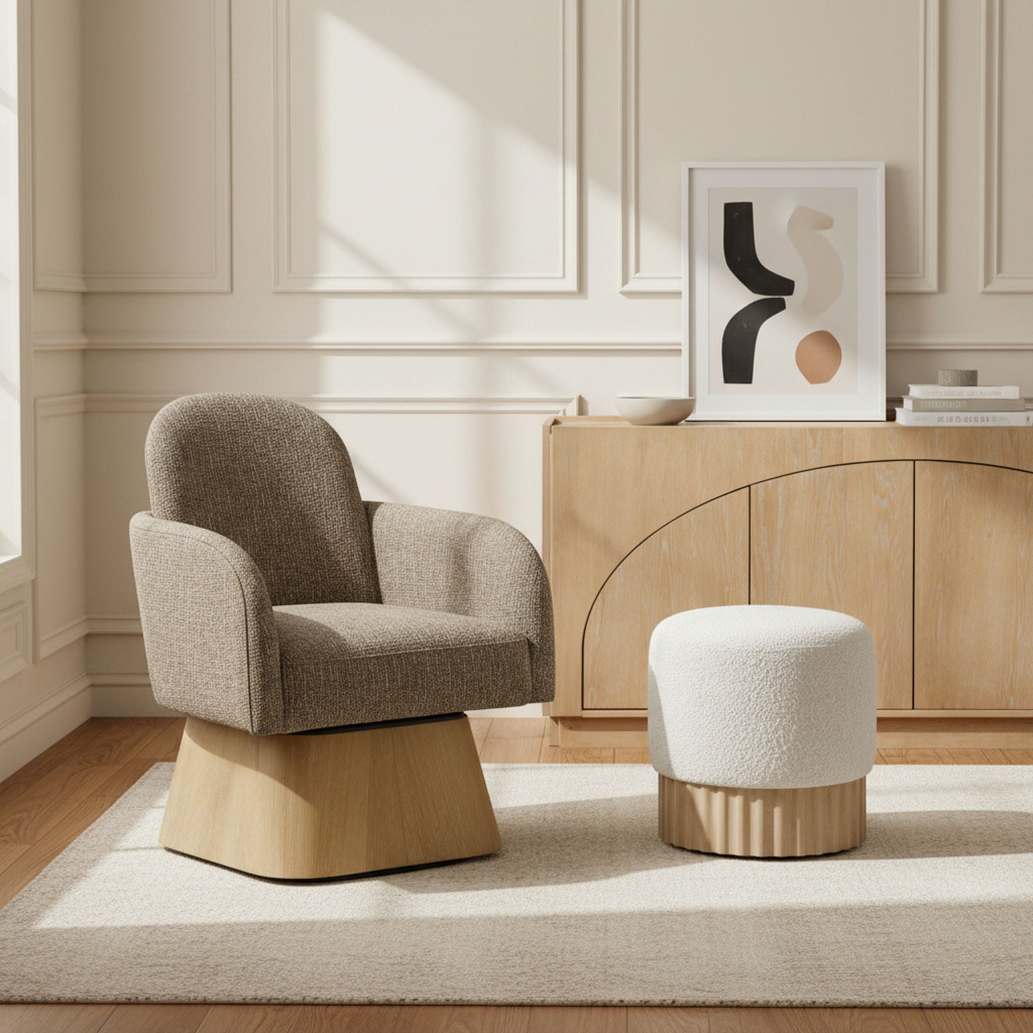 Marlowe - Linen Textured Fabric Upholstered Swivel Accent Chair - Stained Natural - Urban Living Furniture (Los Angeles, CA)