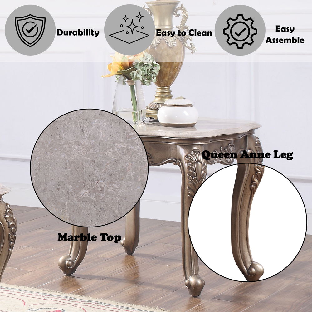 Jayceon - End Table - Marble Top & Champagne - Urban Living Furniture (Los Angeles, CA)