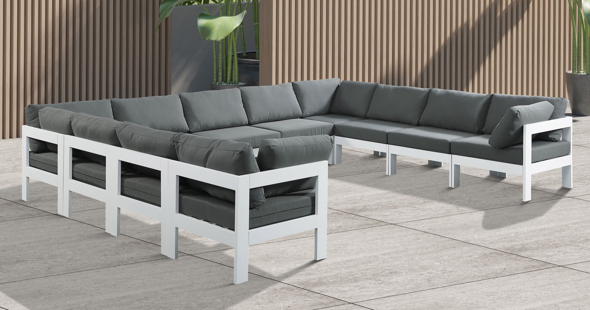 Nizuc - Outdoor Patio 11 Piece Modular Sectional With White Frame - Urban Living Furniture (Los Angeles, CA)
