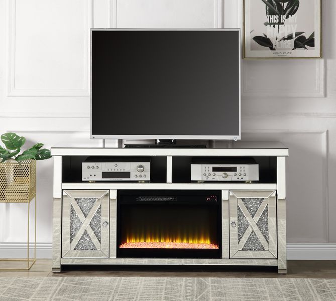 Noralie - TV Stand - Mirrored & Faux Diamonds - Wood - 32" - Urban Living Furniture (Los Angeles, CA)