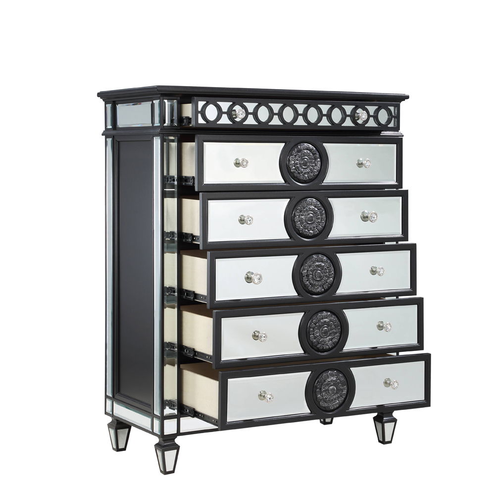 Varian II - Chest - Black Velvet & Black & Sliver Finish - Urban Living Furniture (Los Angeles, CA)
