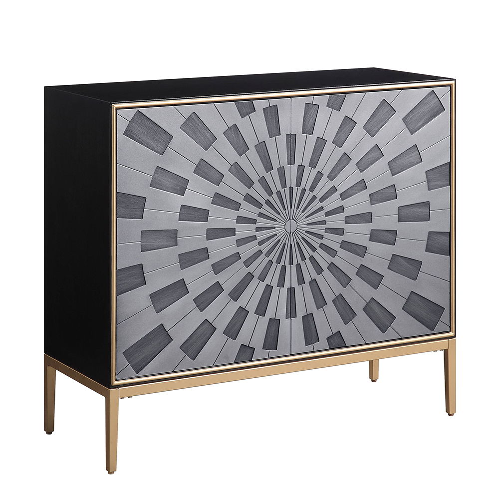 Quilla - Console Cabinet - Black, Gray & Brass - Urban Living Furniture (Los Angeles, CA)