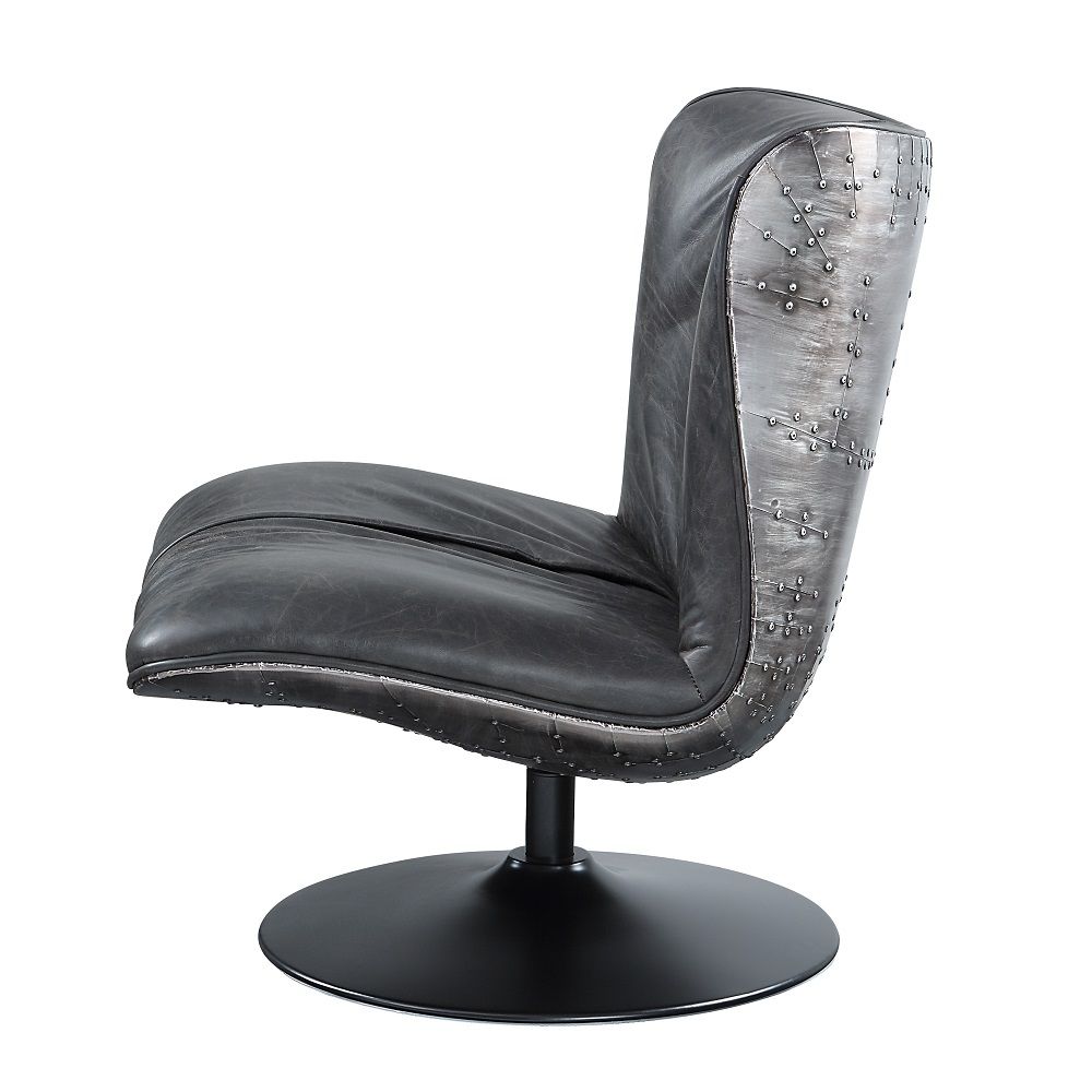 Piotr - Accent Chair With Swivel - Black Top Grain Leather - Urban Living Furniture (Los Angeles, CA)