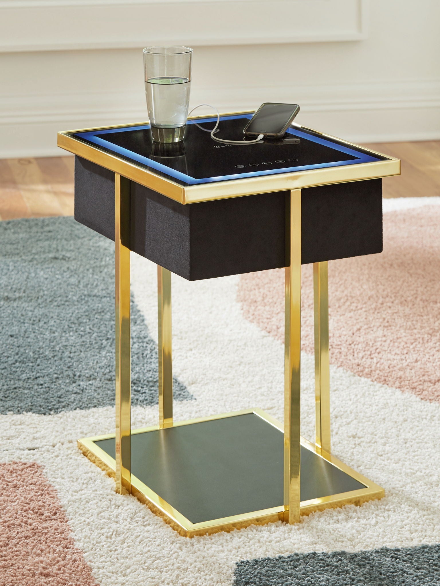 Rexwell - Black / Gold Finish - Accent Table With Speaker - Urban Living Furniture (Los Angeles, CA)