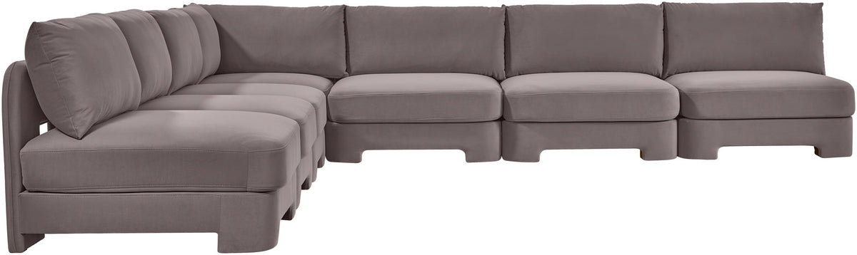 Hammond - Velvet Performance Fabric Upholstered 7 Piece Armless Sectional