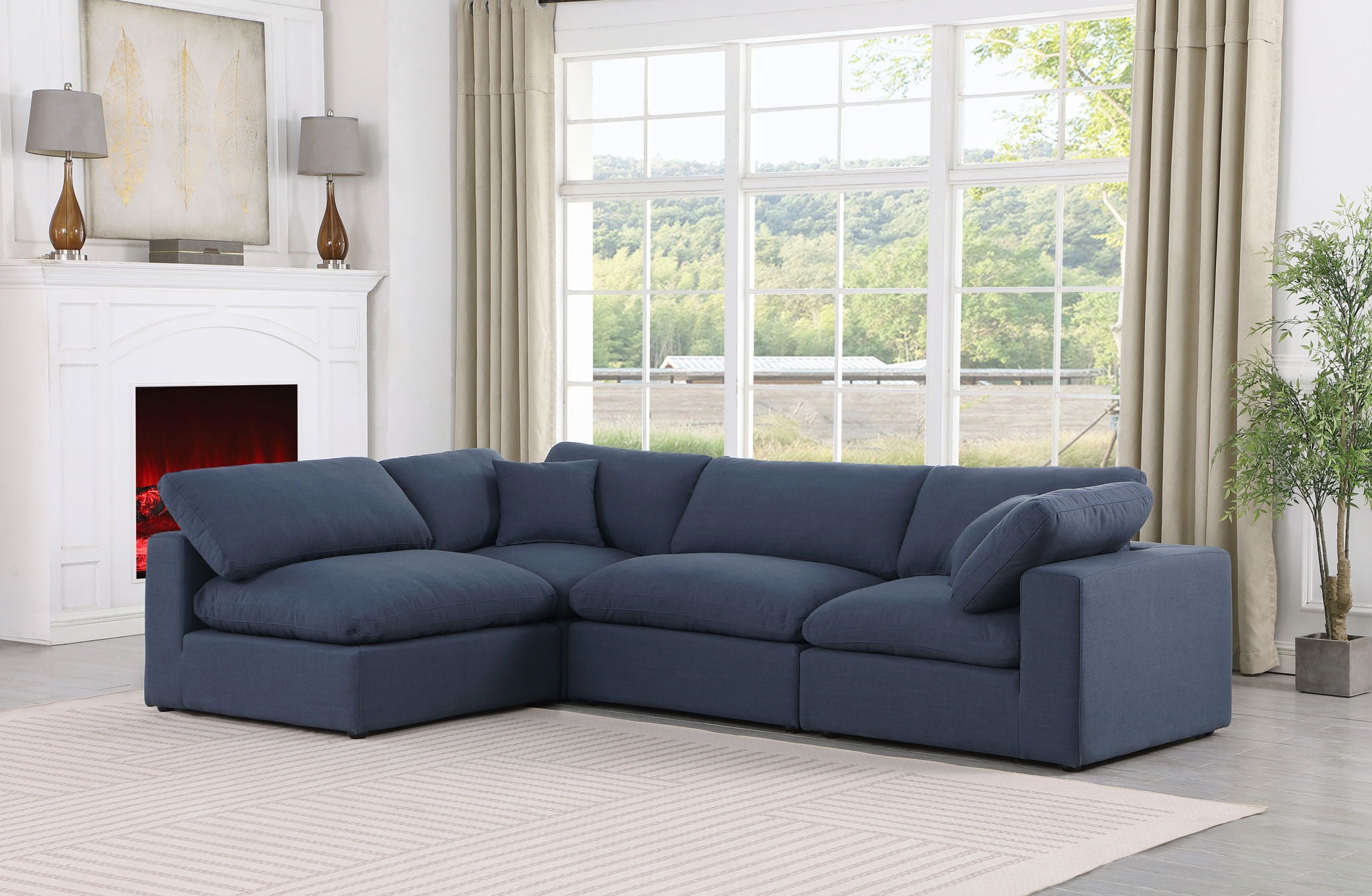 Comfy - 4 Piece Linen Fabric Modular Armless Sectional - Urban Living Furniture (Los Angeles, CA)