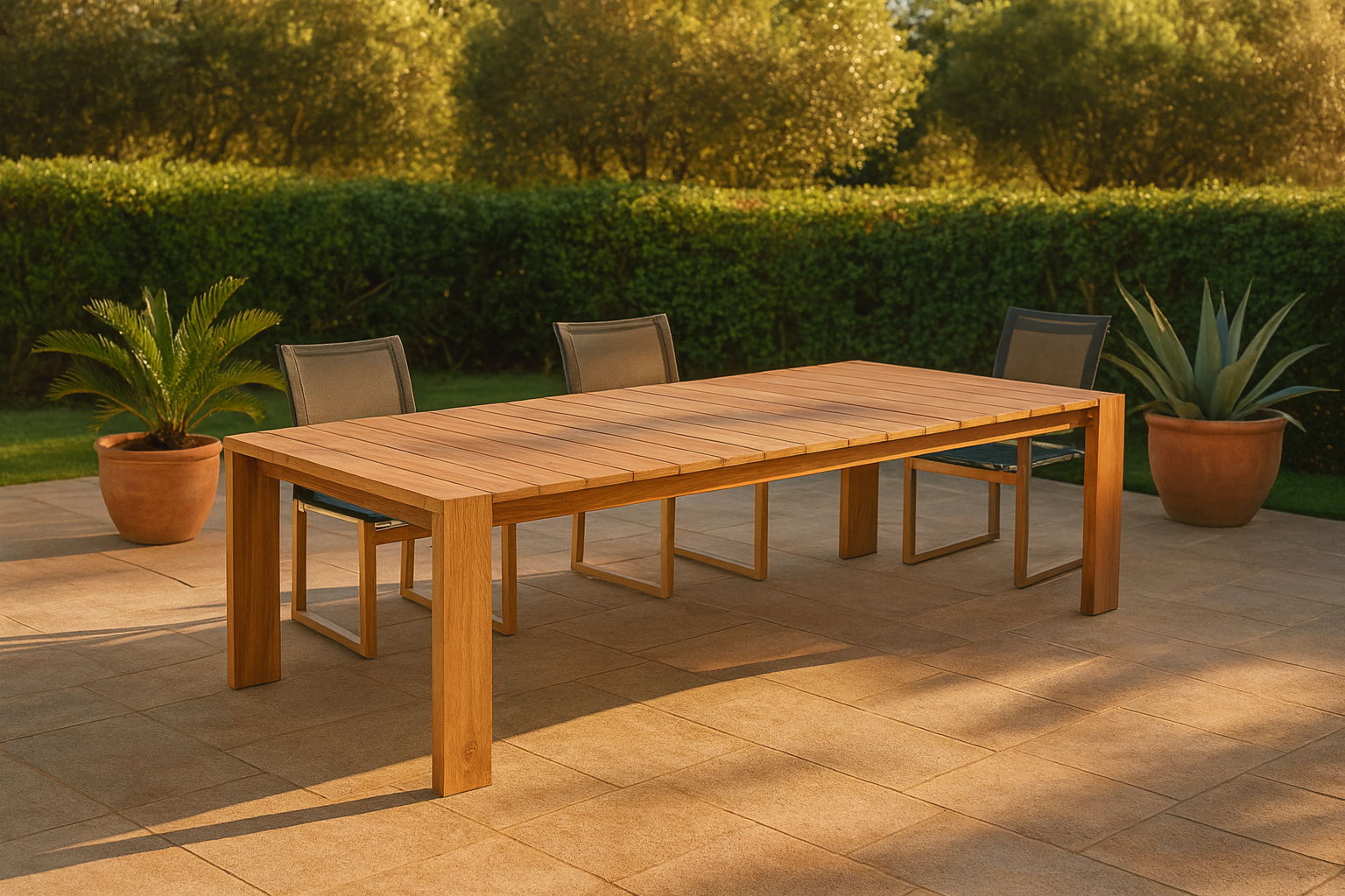 Tulum - Teak Outdoor Patio Dining Table - Natural - Urban Living Furniture (Los Angeles, CA)