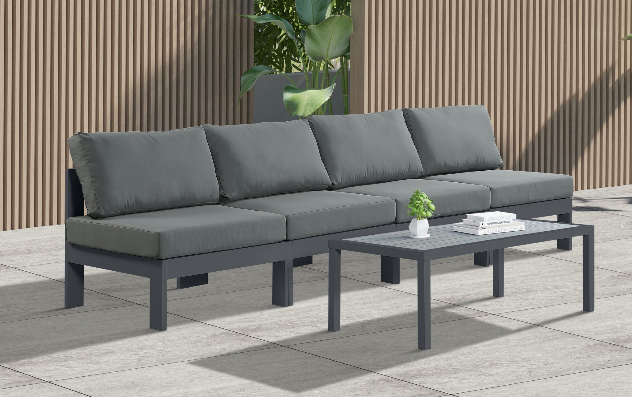 Nizuc - Outdoor Patio 4 Seat Armless Modular Sofa With Gray Frame - Urban Living Furniture (Los Angeles, CA)