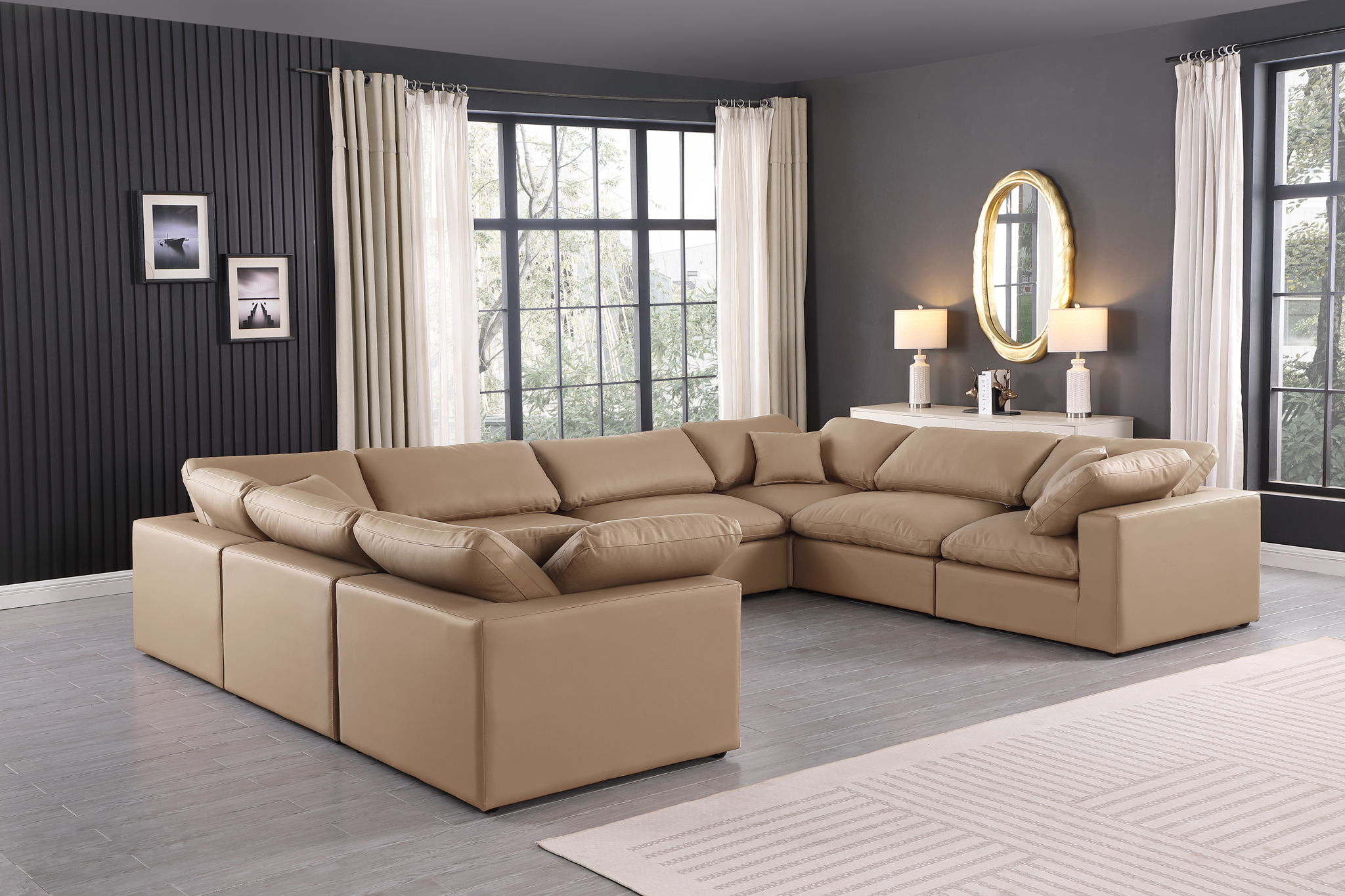 Comfy - 8 Piece Faux Leather Modular Sectional - Tan - Urban Living Furniture (Los Angeles, CA)