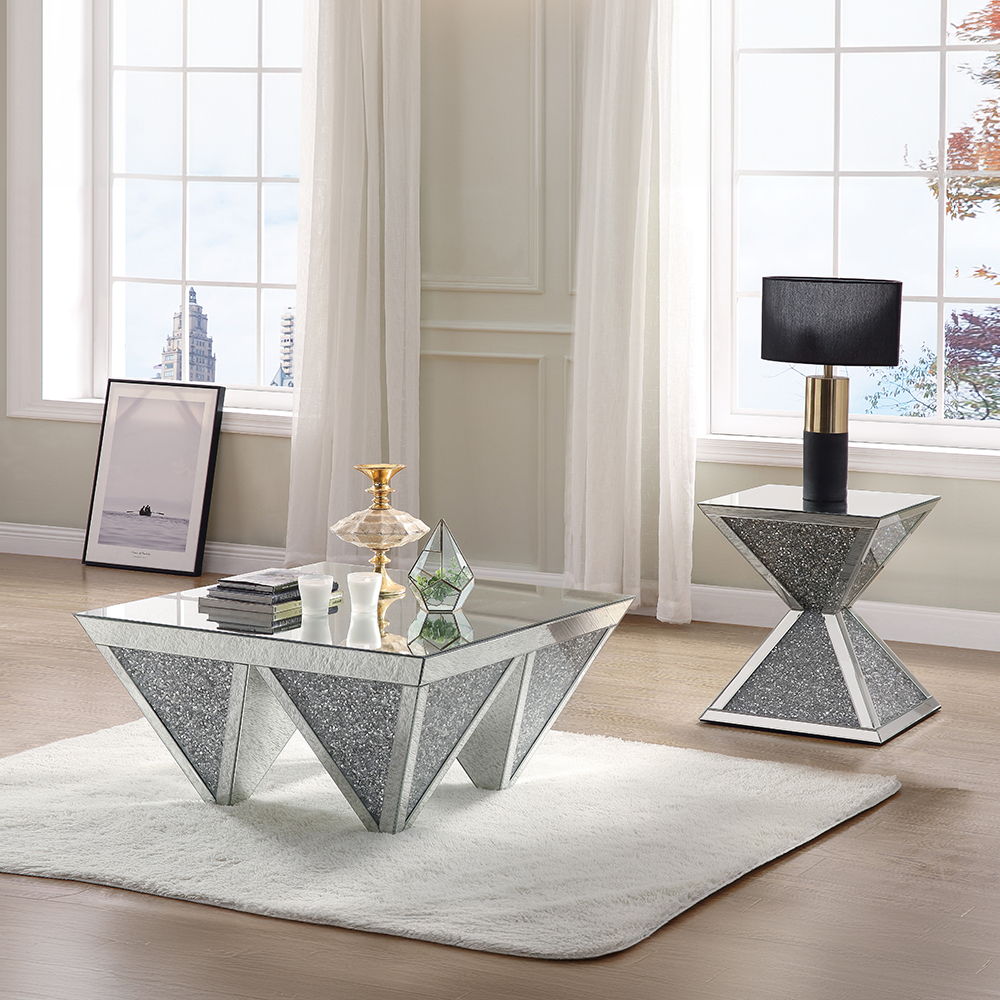 Noralie - End Table With Faux Diamonds - Mirrored - Urban Living Furniture (Los Angeles, CA)