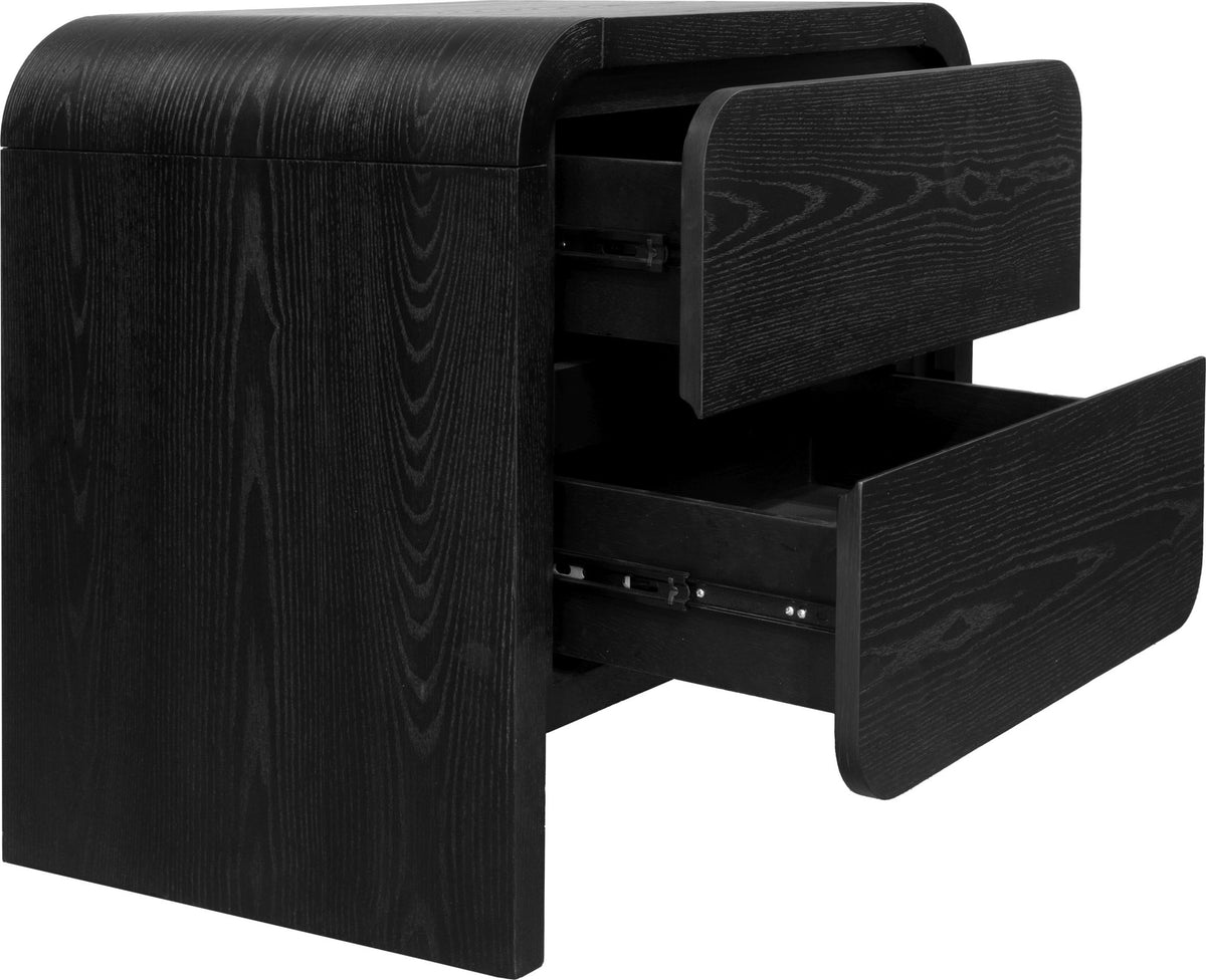 Elora - Two Drawer Nightstand - Jet Black Ash