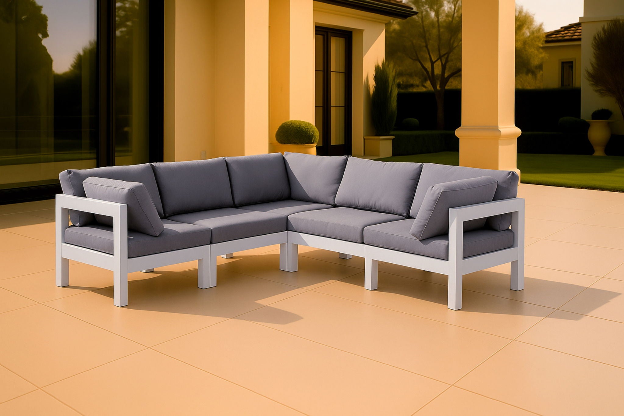 Nizuc - Outdoor Patio 5 Piece Modular Sectional With White Frame - Urban Living Furniture (Los Angeles, CA)