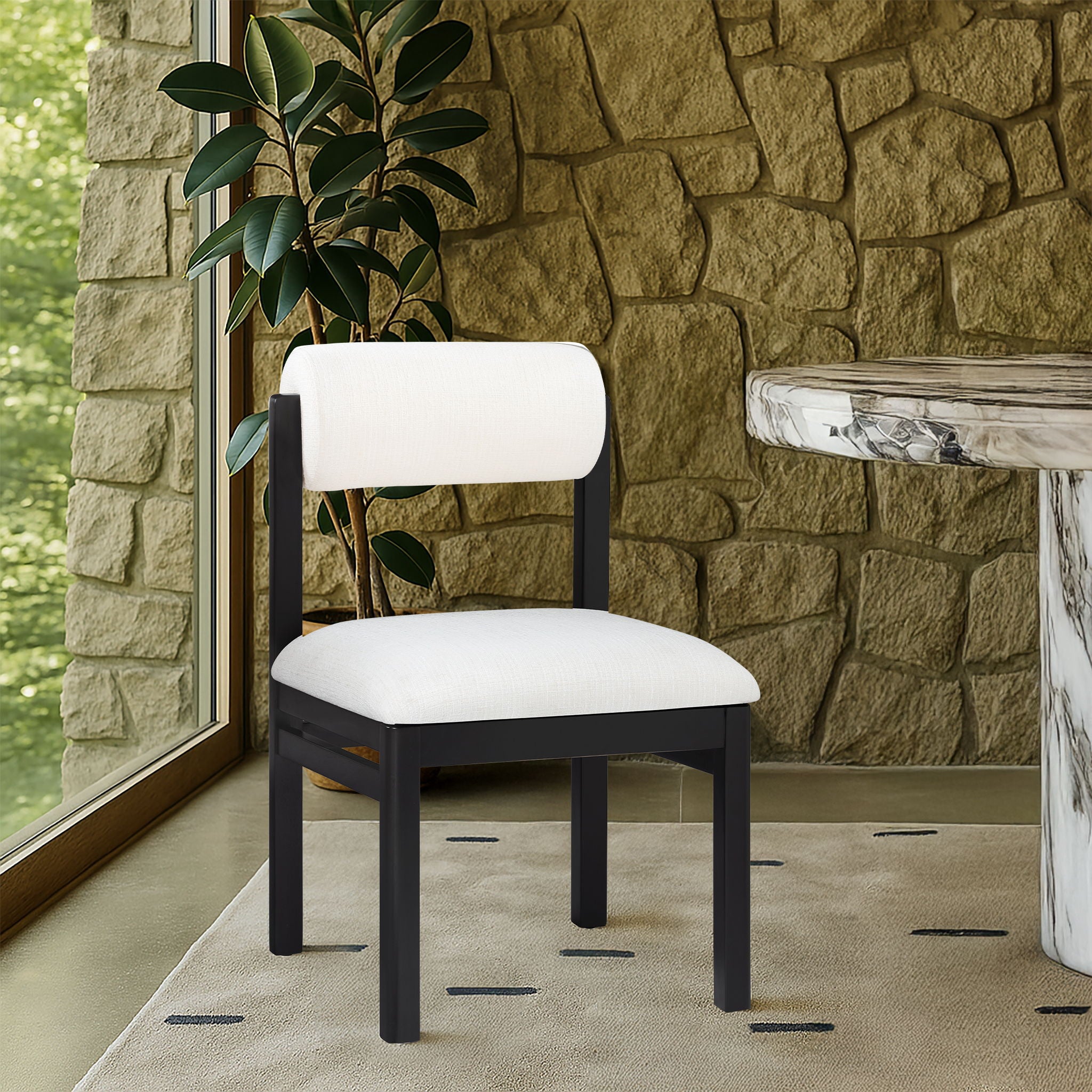 Roundhill - Fabric Dining Chair (Set of 2) - Black Frame - Urban Living Furniture (Los Angeles, CA)