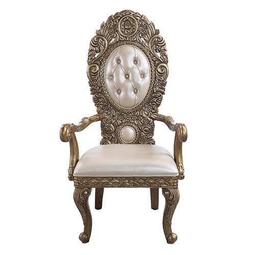Constantine - Arm Chair (Set of 2) - Synthetic Leather , Brown & Gold - Urban Living Furniture (Los Angeles, CA)