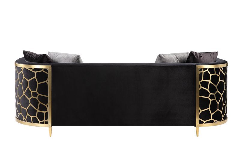 Fergal - Sofa With 4 Pillows - Black Velvet & Gold - Urban Living Furniture (Los Angeles, CA)