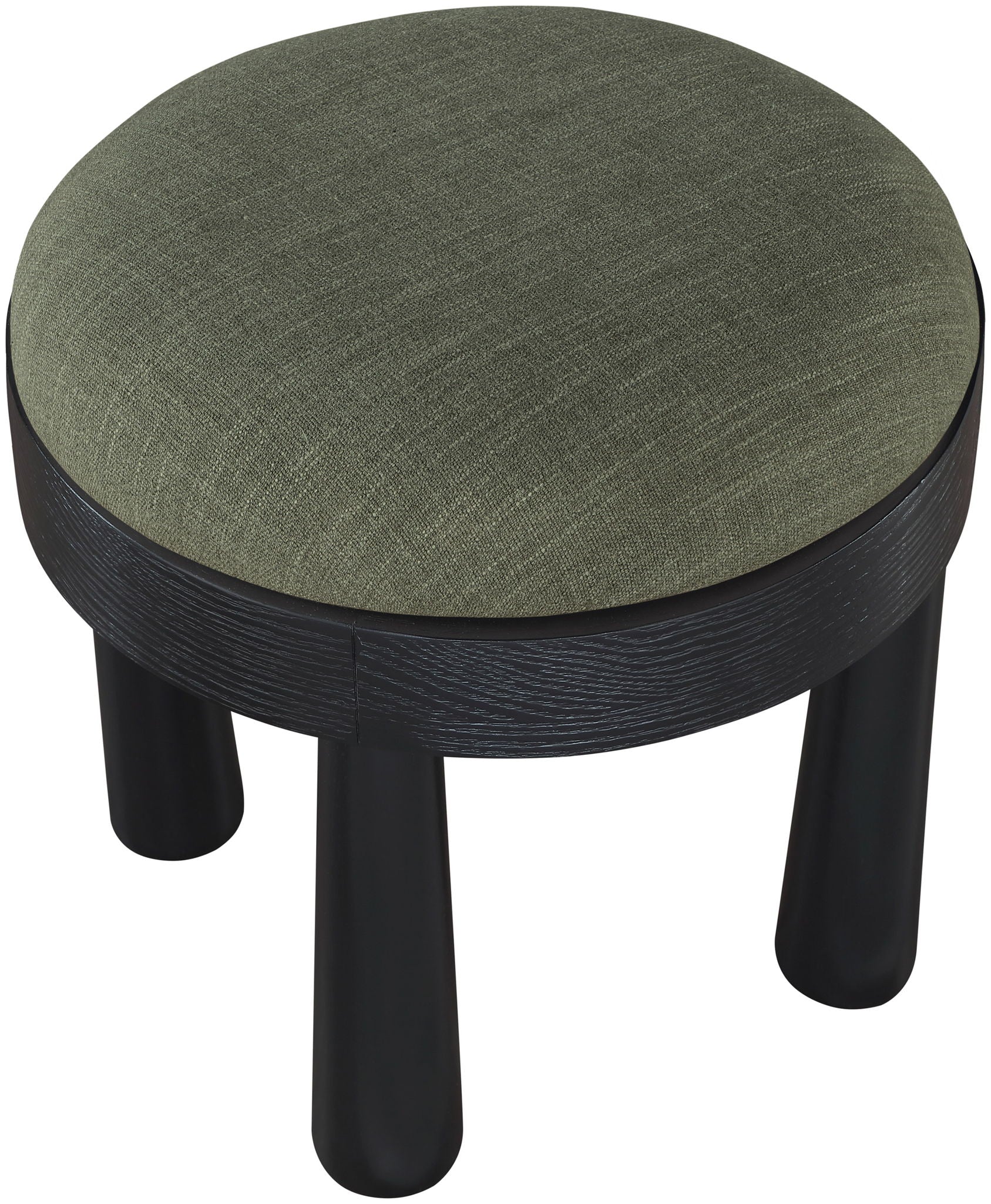 Larea - Linen Textured Fabric Ottoman - Black Base