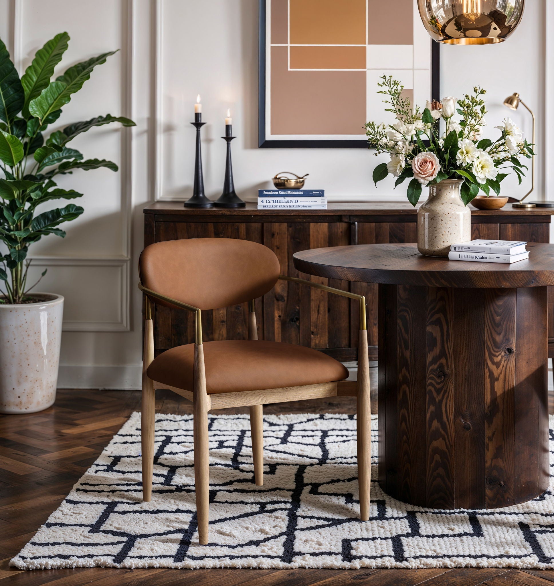 Riccio - Dining Arm Chair (Set of 2) - Natural And Gold Frame - Urban Living Furniture (Los Angeles, CA)